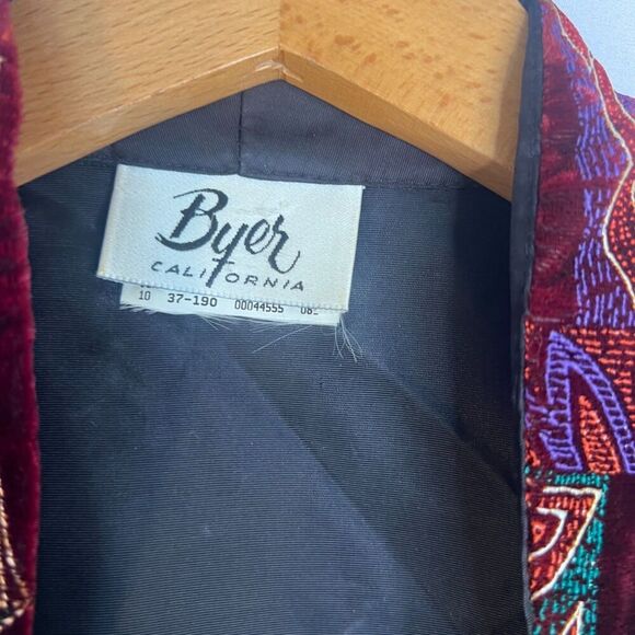 Byer California Sheer Sleeve Maximal Print Dressy Bold Art To Wear Top Medium - Picture 8 of 11